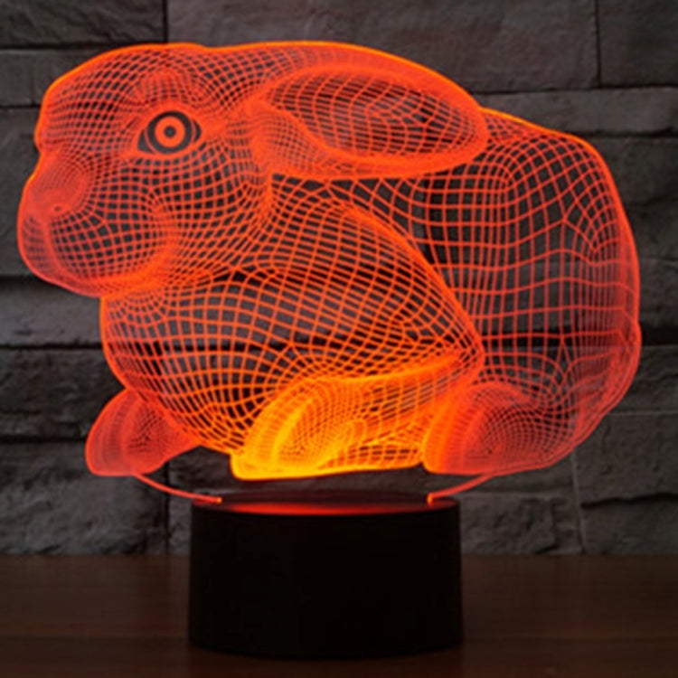 Lampada da scrivania con lampada stereo visiva creativa a 7 colori, luce notturna, Rabbit Shape