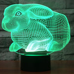 Lampada da scrivania con lampada stereo visiva creativa a 7 colori, luce notturna, Rabbit Shape