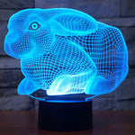 Lampada da scrivania con lampada stereo visiva creativa a 7 colori, luce notturna, Rabbit Shape