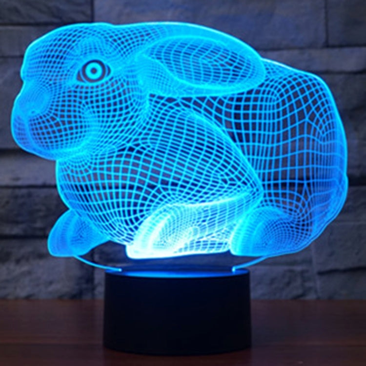 Lampada da scrivania con lampada stereo visiva creativa a 7 colori, luce notturna, Rabbit Shape