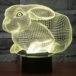 Lampada da scrivania con lampada stereo visiva creativa a 7 colori, luce notturna, Rabbit Shape