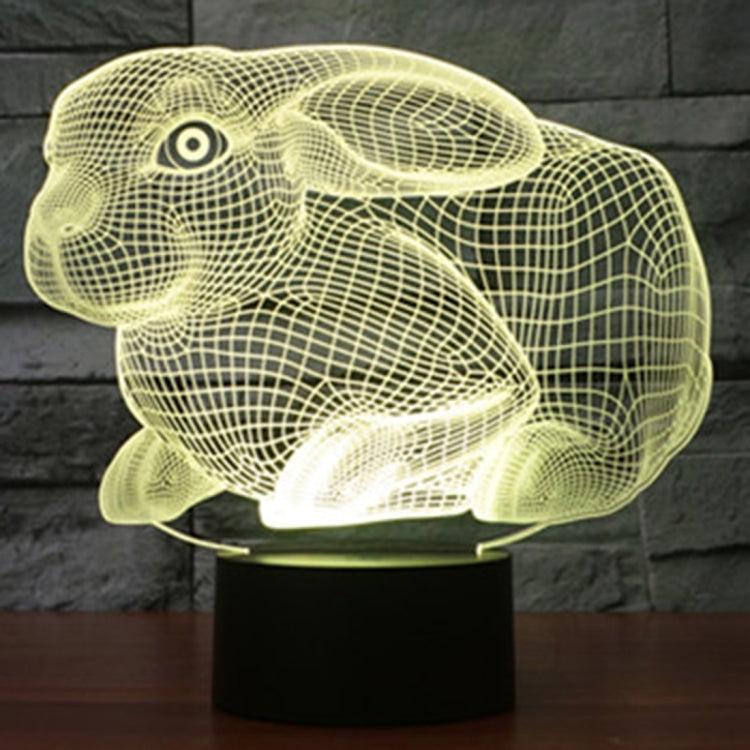 Lampada da scrivania con lampada stereo visiva creativa a 7 colori, luce notturna, Rabbit Shape