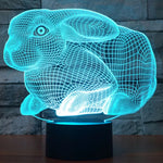 Lampada da scrivania con lampada stereo visiva creativa a 7 colori, luce notturna, Rabbit Shape