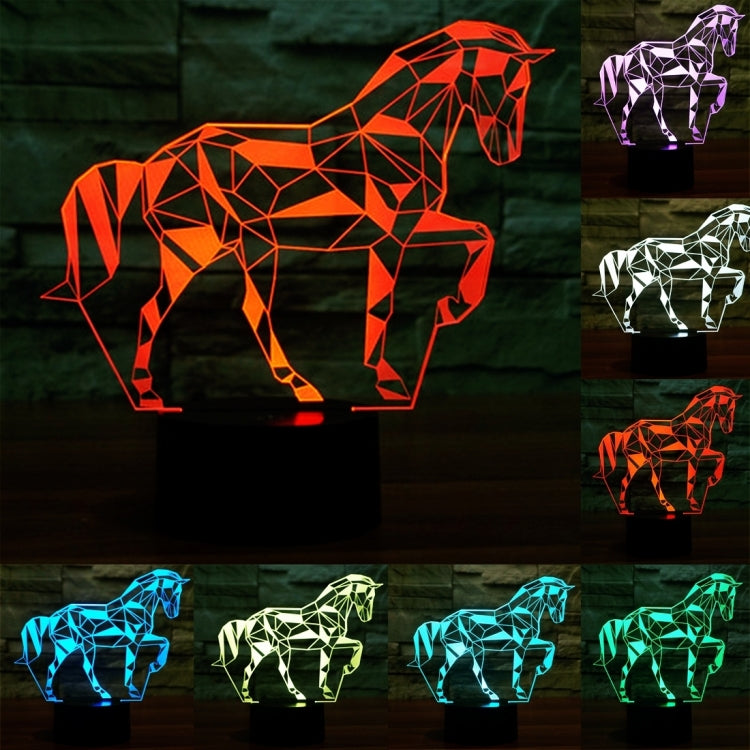 Lampada da scrivania con lampada stereo visiva creativa a 7 colori, luce notturna, Horse Shape