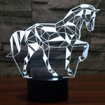 Lampada da scrivania con lampada stereo visiva creativa a 7 colori, luce notturna, Horse Shape