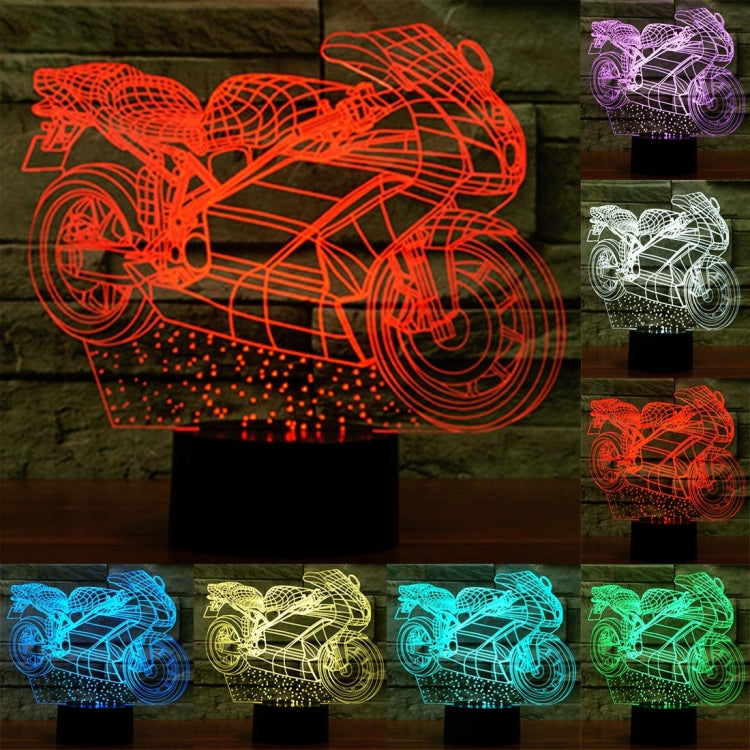 Lampada da scrivania con lampada stereo visiva creativa a 7 colori, luce notturna, Motorcycle Shape