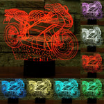 Lampada da scrivania con lampada stereo visiva creativa a 7 colori, luce notturna, Motorcycle Shape