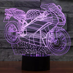 Lampada da scrivania con lampada stereo visiva creativa a 7 colori, luce notturna, Motorcycle Shape