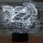 Lampada da scrivania con lampada stereo visiva creativa a 7 colori, luce notturna, Motorcycle Shape
