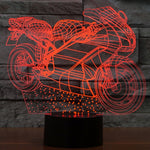 Lampada da scrivania con lampada stereo visiva creativa a 7 colori, luce notturna, Motorcycle Shape
