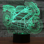 Lampada da scrivania con lampada stereo visiva creativa a 7 colori, luce notturna, Motorcycle Shape