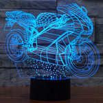 Lampada da scrivania con lampada stereo visiva creativa a 7 colori, luce notturna, Motorcycle Shape