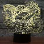 Lampada da scrivania con lampada stereo visiva creativa a 7 colori, luce notturna, Motorcycle Shape