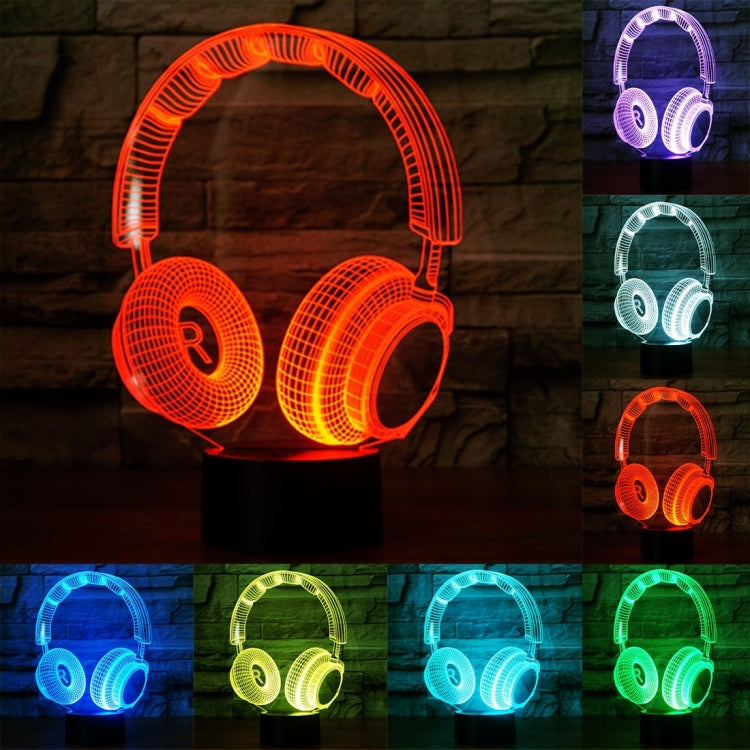 Lampada da scrivania con lampada stereo visiva creativa a 7 colori, luce notturna, Headset Shape