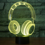 Lampada da scrivania con lampada stereo visiva creativa a 7 colori, luce notturna, Headset Shape