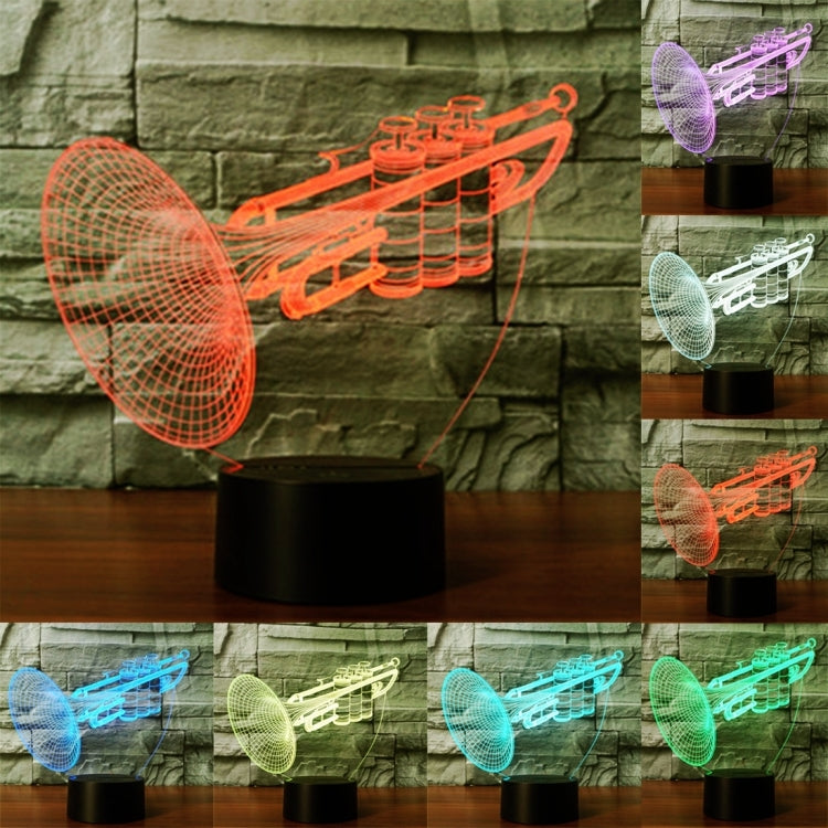 Lampada da scrivania con lampada stereo visiva creativa a 7 colori, luce notturna, Trumpet Shape