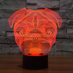 Lampada da scrivania con lampada stereo visiva creativa a 7 colori, luce notturna, Dog Shape