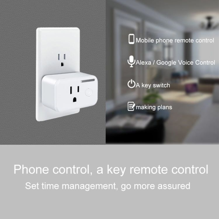 10A 2.4GHz WiFi Remote Control Timing Smart Socket APP Works with Alexa and Google Home, AC 110-250V, US Plug