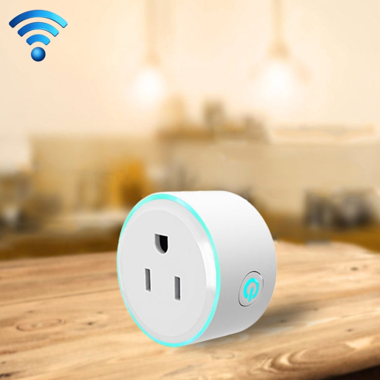 Mini 2.4GHz Round Shape 10A WiFi Plug, Smart Socket with APP Remote Control Timing, Works with Alexa and Google Home and Colorful Breathing Light, AC 100-240V, US Plug