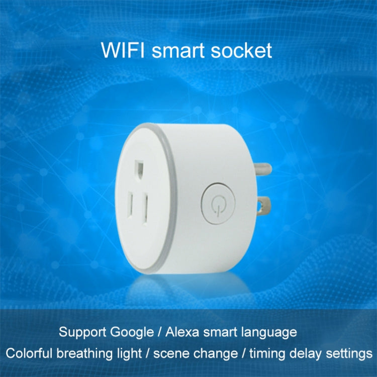 Mini spina WiFi da 2,4 GHz a forma rotonda da 10 A, presa intelligente con temporizzazione del telecomando APP, funziona con Alexa e Google Home e luce respiratoria colorata, CA 100-240 V, presa americana