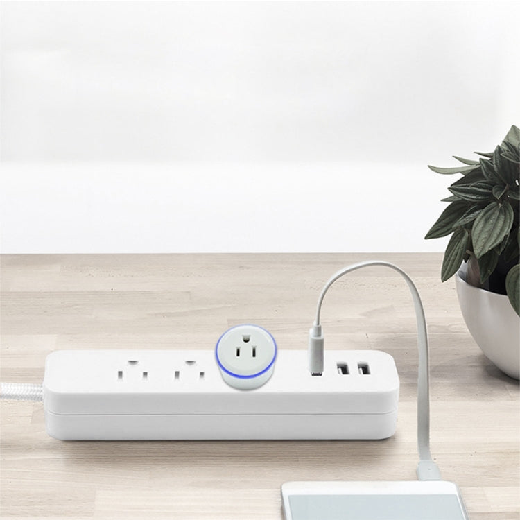 Mini spina WiFi da 2,4 GHz a forma rotonda da 10 A, presa intelligente con temporizzazione del telecomando APP, funziona con Alexa e Google Home e luce respiratoria colorata, CA 100-240 V, presa americana