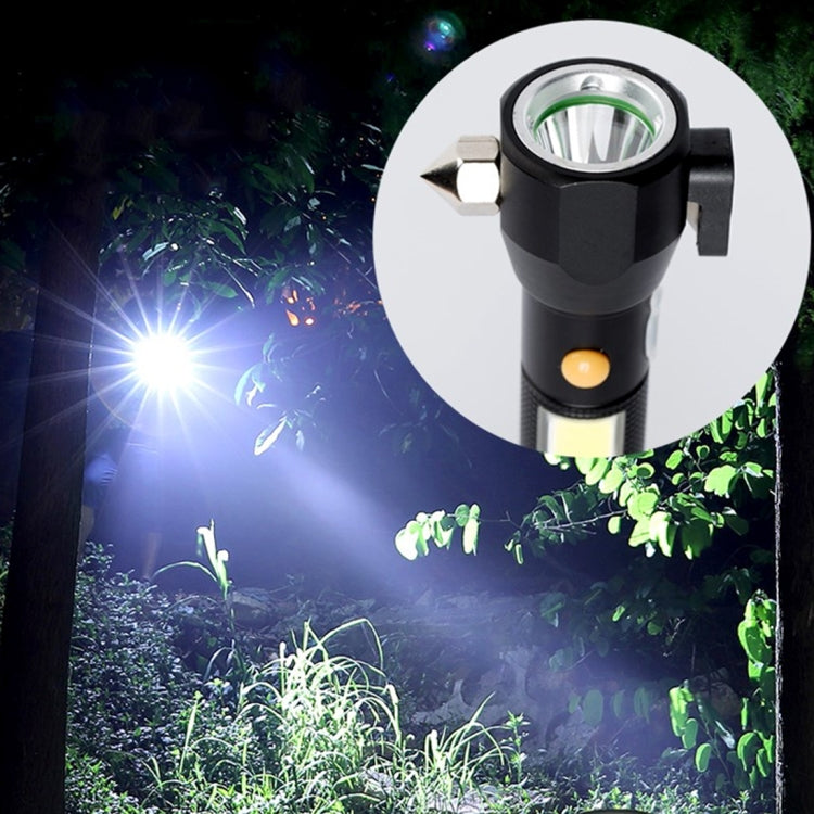 Torcia LED ricaricabile impermeabile 10W 450 lumen IPX4 con martello di sicurezza e 3 modalità