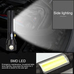 Torcia LED ricaricabile impermeabile 10W 450 lumen IPX4 con martello di sicurezza e 3 modalità