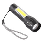 Torcia LED XPE e COB impermeabile con ricarica USB