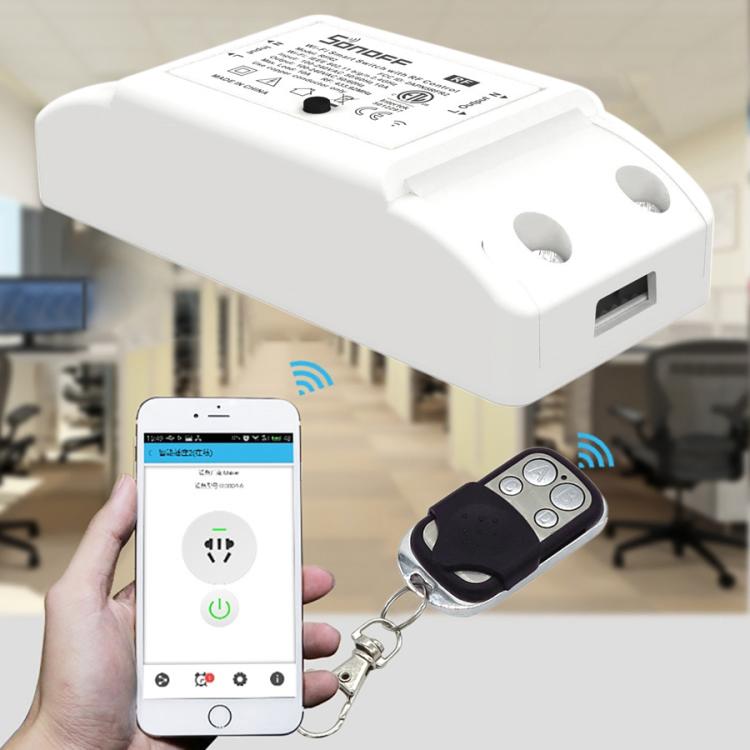 Sonoff 433MHz DIY WiFi Smart Wireless Remote Control Timer Module Power Switch with 4 Key Remote Control for Smart Home, Support iOS and Android, 433MHz with Remote Control