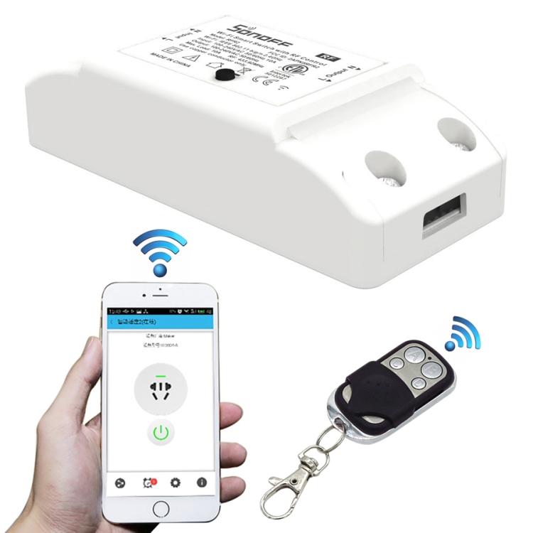 Sonoff 433MHz DIY WiFi Smart Wireless Remote Control Timer Module Power Switch with 4 Key Remote Control for Smart Home, Support iOS and Android, 433MHz with Remote Control
