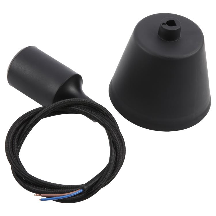 Portalampada E27 Lampadario a soffitto fai da te Lampadine Vite Base in silicone, Lunghezza cavo: 1 m, E27 Black