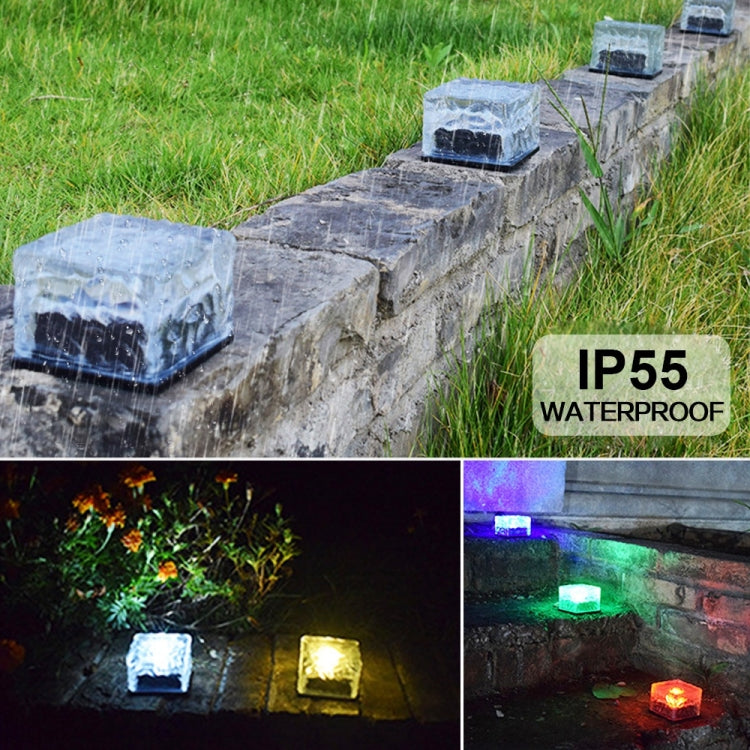 Lampada LED solare da giardino quadrata in vetro 7x7x5 cm