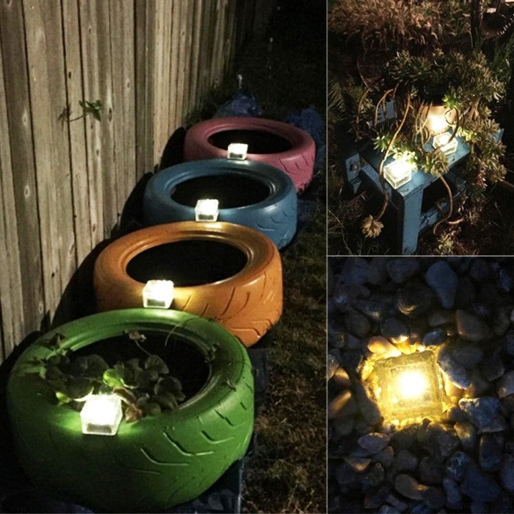 Lampada LED solare da giardino quadrata in vetro 7x7x5 cm