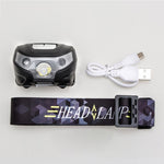 Sensore di movimento del corpo con ricarica mini USB da esterno 140LM con cavo USB per corsa/pesca