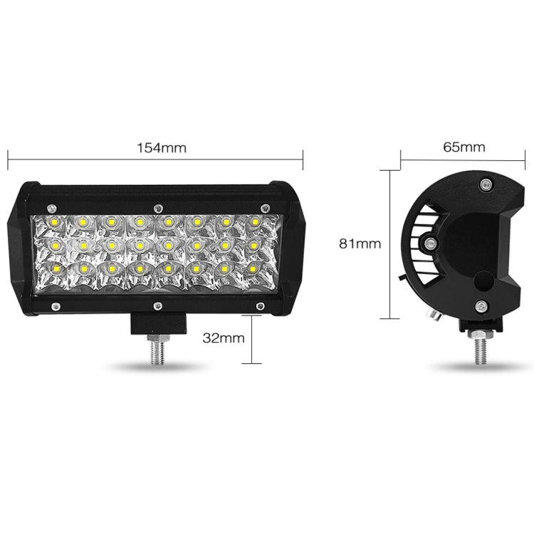 Striscia LED da 7 pollici 18W 1800LM 3 file di lavoro Refit Lampada per fuoristrada Lampada da tetto per tetto, 7 inch 72W