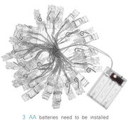 Catena luminosa 40 LED 4 metri con clip e 3 batterie AA