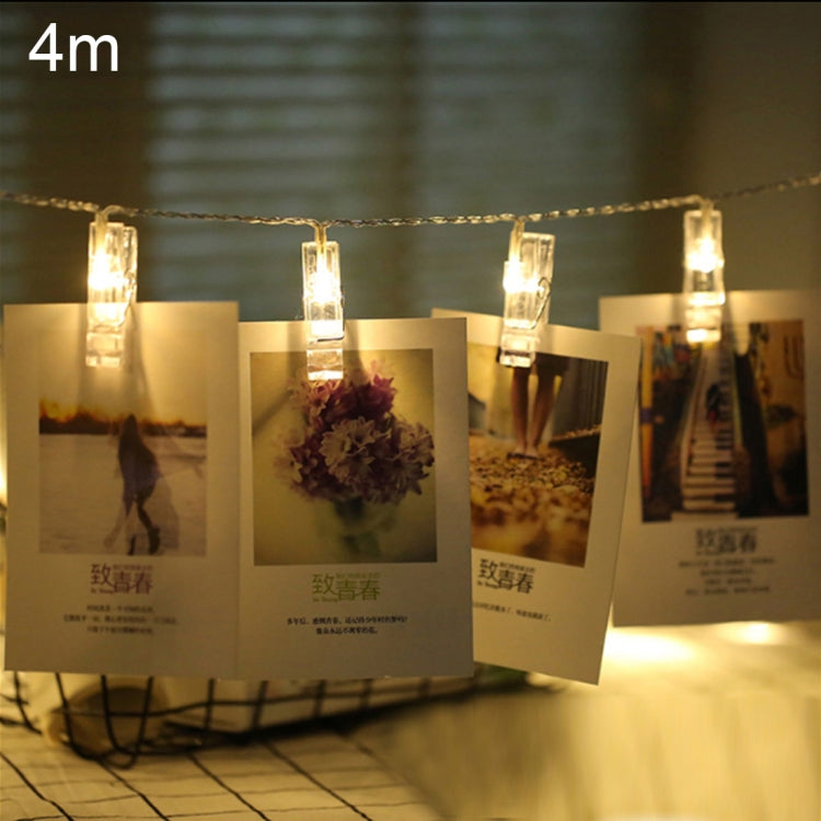 Catena luminosa 40 LED 4 metri con clip e batterie AA