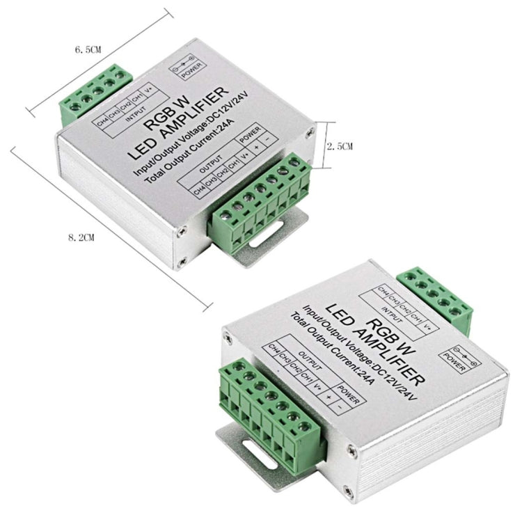 Controller LED con guscio in alluminio con amplificatore RGBW, DC 12-24V