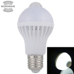 Lampadina LED E27 5W 12 LED SMD 5730 300LM con sensore di movimento a infrarossi, distanza sensore: 4-6m, CA 220V, E27 5W White Light, E27 5W Warm White