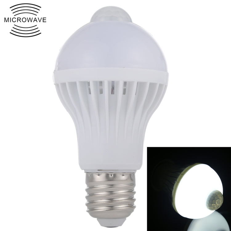 Lampadina LED E27 5W 12 LED SMD 5730 300LM con sensore di movimento a infrarossi, distanza sensore: 4-6m, CA 220V, E27 5W White Light, E27 5W Warm White