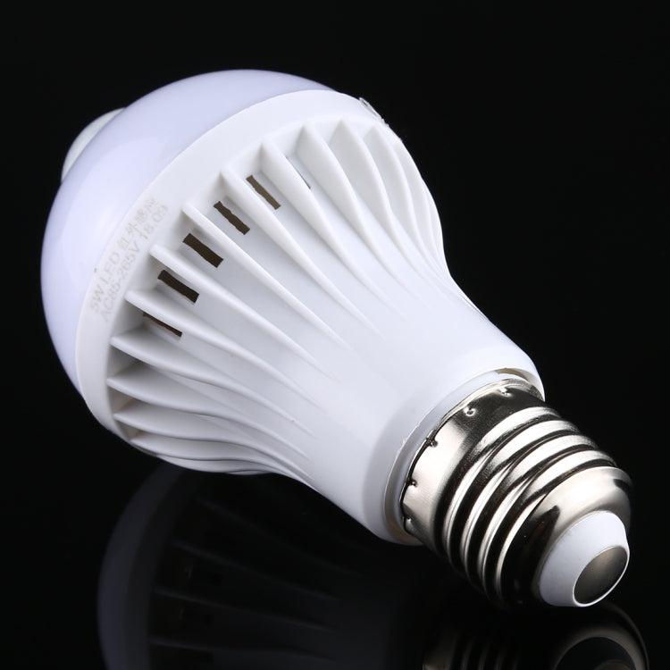 Lampadina LED E27 5W 12 LED SMD 5730 300LM con sensore di movimento a infrarossi, distanza sensore: 4-6m, CA 220V, E27 5W White Light, E27 5W Warm White