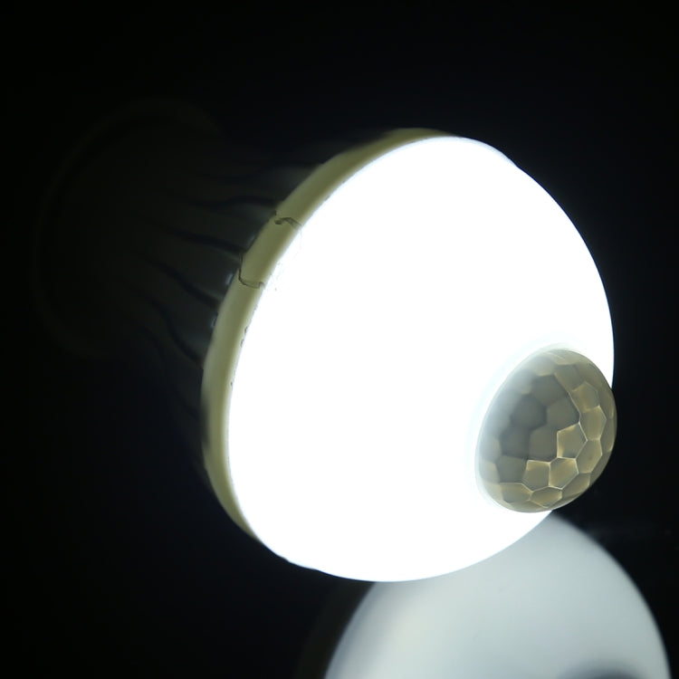 Lampadina LED E27 5W 12 LED SMD 5730 300LM con sensore di movimento a infrarossi, distanza sensore: 4-6m, CA 220V, E27 5W White Light, E27 5W Warm White