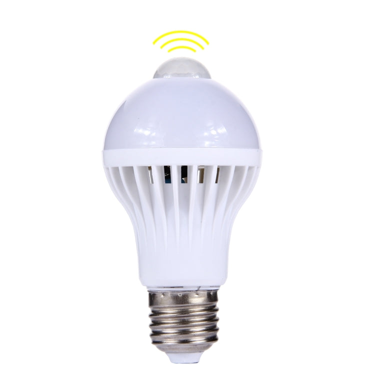 Lampadina LED E27 5W 12 LED SMD 5730 300LM con sensore di movimento a infrarossi, distanza sensore: 4-6m, CA 220V, E27 5W White Light, E27 5W Warm White