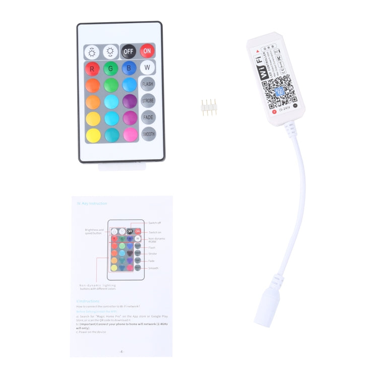 Controller RGB LED Smart Wifi 2.4G con telecomando IR 24 tasti, 5-24 V