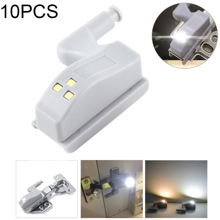 10 pezzi 0,3 W cerniera interna universale LED lampada sensore armadio 3 LED luce notturna lampadina ON / OFF automatica, 10 PCS White Light, 10 PCS Warm White
