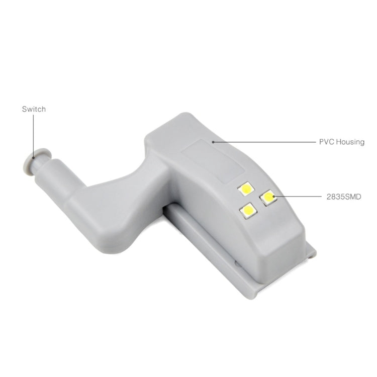 10 pezzi 0,3 W cerniera interna universale LED lampada sensore armadio 3 LED luce notturna lampadina ON / OFF automatica, 10 PCS White Light, 10 PCS Warm White