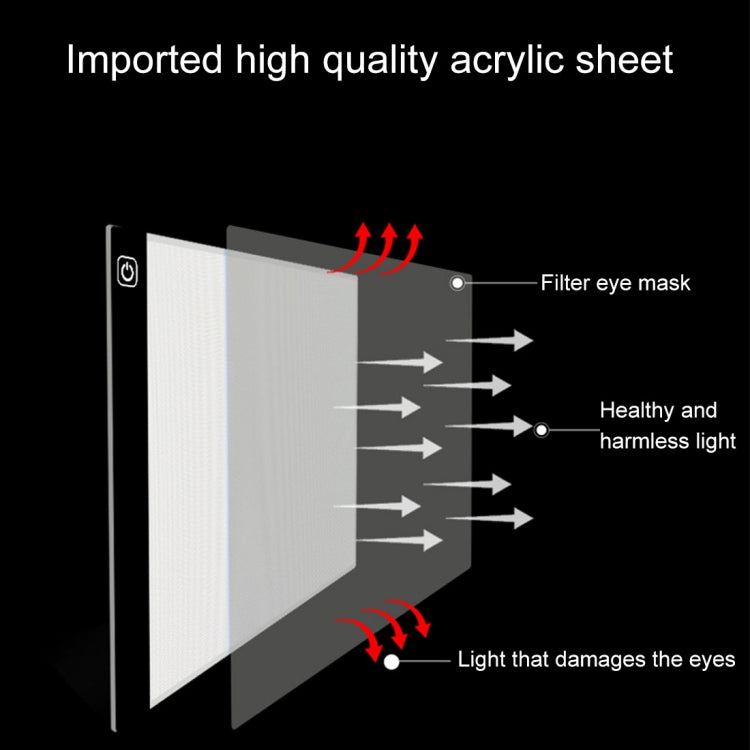 Blocco schizzi per disegni in acrilico A4 dimmerabili a tre livelli di luminosità a LED da 5 W 5 V