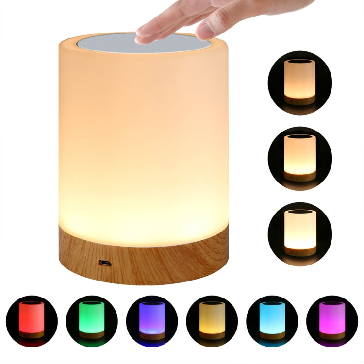 Luce notturna colorata con venature del legno creative, atmosfera tattile