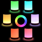 Luce notturna colorata con venature del legno creative, atmosfera tattile