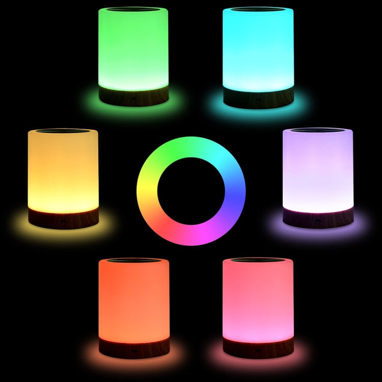 Luce notturna colorata con venature del legno creative, atmosfera tattile